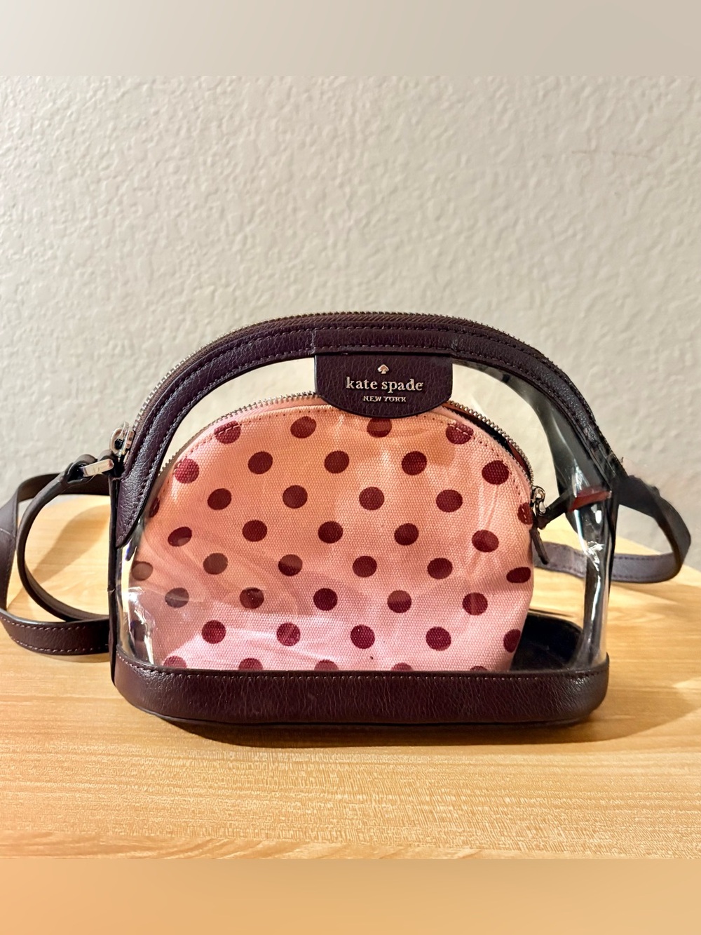 Kate Spade New York Sylvia See-Through Clear Lia Dot Dome Crossbody Bag Handbag